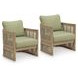 Moondance Green Performance Fabric Outdoor Upholstered Lounge Chair Set of 2