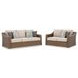 Revare Beach Beige 2-Piece Patio Conversation Set with Sofa and Loveseat