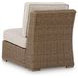 Carmel Bay Beige Performance Fabric 5 Piece Outdoor Modular Sectional with Pillows