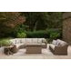 Carmel Bay Beige Performance Fabric 4 Piece Outdoor Modular Sectional with Pillows