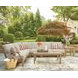 Clare View Beige Performance Fabric 4 Piece Outdoor Modular Sectional with Pillows