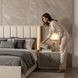Pavira Stone and Taupe King Upholstered Platform Bed with LED