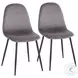 Pebble Grey Velvet And Black Steel Chair Set of 2
