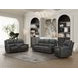 Pierce Homerun Dark Gray Leather 87" Zero Gravity Power Reclining Sofa with Power Lumbar and USB Charging
