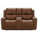 Pierce Homerun Cinnamon Leather 76" Zero Gravity Power Reclining Console Loveseat with Power Lumbar and USB Charging