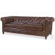 Sorenson Brown Aniline Leather 89" Tufted Sofa