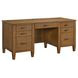 Beth Brown Oak Double Pedestal Desk with USB Charging