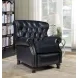 Presidential Shoreham Blue Leather Push Thru The Arms Recliner with Nailhead Trim