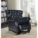 Presidential Shoreham Blue Leather Push Thru The Arms Recliner with Nailhead Trim