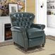 Presidential Highland Emerald Leather Push Thru The Arms Recliner with Nailhead Trim