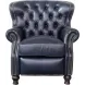 Presidential Shoreham Blue Leather Push Thru The Arms Recliner with Nailhead Trim