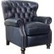 Presidential Shoreham Blue Leather Push Thru The Arms Recliner with Nailhead Trim