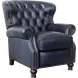 Presidential Shoreham Blue Leather Push Thru The Arms Recliner with Nailhead Trim