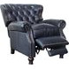 Presidential Shoreham Blue Leather Push Thru The Arms Recliner with Nailhead Trim