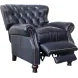 Presidential Shoreham Blue Leather Push Thru The Arms Recliner with Nailhead Trim