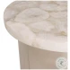 Shimla White Agate Marble And German Silver Side Table