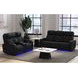 Ascend Black Leather 76" Power Reclining Loveseat with USB Charging and LED