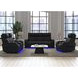 Ascend Black Leather 76" Power Reclining Loveseat with USB Charging and LED