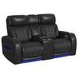 Ascend Black Leather 76" Power Reclining Loveseat with USB Charging and LED