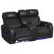 Ascend Black Leather 76" Power Reclining Loveseat with USB Charging and LED