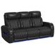 Ascend Black Leather 86" Power Reclining Sofa with USB Charging and LED