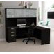 Pro Concept Plus Black and Deep Grey L Desk with Frosted Glass Hutch