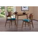 Oscar Walnut and Teal 35" Triangular Corner Dining Set with 2 Cushion Chairs
