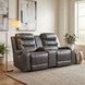 Putnam Gray Double Power Reclining Center Console Loveseat