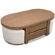 Silveroak Golden Oat and Beige Oval Lift Top Cocktail Table with 2 Upholstered Stools