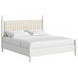 Haven Warm White Queen Upholstered Finial Poster Bed