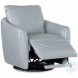 Delaney Light Blue Leather Swivel Chair with Power Footrest