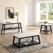 Vida White and Black Rectangular Marble Top Cocktail Table with Casters