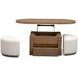 Silveroak Golden Oat and Beige Oval Lift Top Cocktail Table with 2 Upholstered Stools