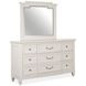 Silverwillow Egg Shell White 9 Drawer Dresser with Rectangular Mirror