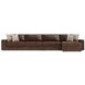 Nest Brown Leather 3 Piece Modular Sectional with RAF Chaise and Pillows