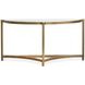 Cassidy Aged Brass and Volakas Classic Demilune Glass Top Sofa Table