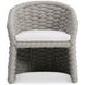 Salinas Nordic Gray and White Performance Fabric Outdoor Arm Chair