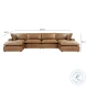 Cali Cognac Brown Leather Modular Sectional