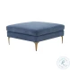 Serena Blue Velvet Ottoman with Brass Legs