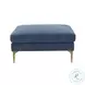 Serena Blue Velvet Ottoman with Brass Legs