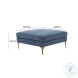 Serena Blue Velvet Ottoman with Brass Legs