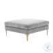 Serena Gray Velvet Ottoman with Brass Legs