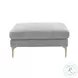 Serena Gray Velvet Ottoman with Brass Legs