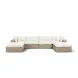 Cali Natural Performance Fabric & Natural Wicker Modular Outdoor U-Chaise Sectional