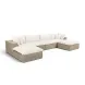 Cali Natural Performance Fabric & Natural Wicker Modular Outdoor U-Chaise Sectional