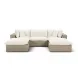 Cali Natural Performance Fabric & Natural Wicker Modular Outdoor Small U-Chaise Sectional