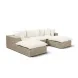 Cali Natural Performance Fabric & Natural Wicker Modular Outdoor Small U-Chaise Sectional