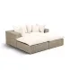 Cali Natural Performance Fabric & Natural Wicker Modular Outdoor Double Chaise