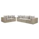 Cali Light Gray Fabric & Natural Wicker Modular Outdoor Conversation Set