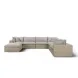 Cali Light Gray Fabric & Natural Wicker Modular Outdoor Large Chaise Sectional